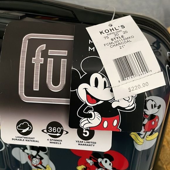 Disney by Ful Mickey Mouse hard side spinner carryon luggage, 21”, charcoal - Picture 7 of 8